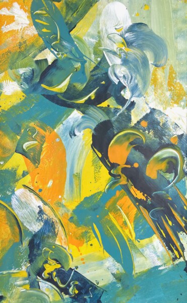 Painting titled "LAST RAYS" by Delphine Bernard, Original Artwork, Acrylic Mounted on Cardboard
