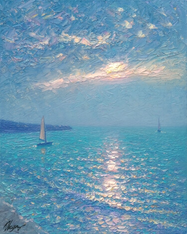 Картина под названием "Seascape 17" - Dmitry Oleyn, Подлинное произведение искусства, Масло Установлен на Деревянная рама дл…