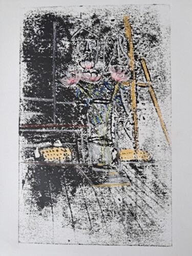 Gravures & estampes intitulée "coin d'atelier mono…" par Martin Jobert, Œuvre d'art originale, Monotype
