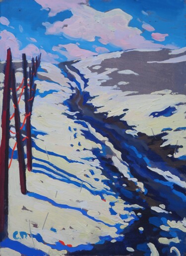 Painting titled "Blue shadows" by Oleksandr Pavlenko, Original Artwork, Oil