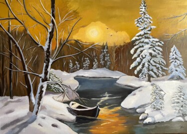 Les 4 saisons, l’hiver Schilderij getiteld "Les 4 saisons, l’hi…" door Marie-Ange Fileni, Origineel Kunstwerk, Olie Gemonteerd op Frame voor houten…