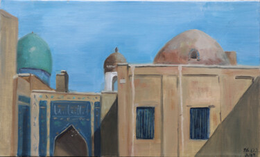 Painting titled "Shahi Zinda" by Valentina Timchenko, Original Artwork, Oil Mounted on Wood Stretcher frame
