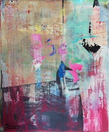 Painting titled "16243 Abstraction l…" by Benooaa, Original Artwork, Acrylic Mounted on Wood Stretcher frame