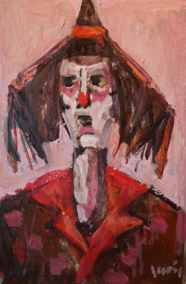 제목이 "le clown rose"인 미술작품 Gildas Cadic로, 원작, 기름
