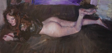 Peinture intitulée "Pauline en blouson" par Manuel Leonardi, Œuvre d'art originale, Huile