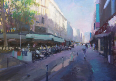 绘画 标题为“Matin , rue de la R…” 由Manuel Leonardi, 原创艺术品, 油