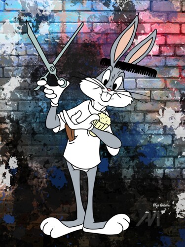 数字艺术 标题为“Bugs Bunny's Barber…” 由Olga Guseva, 原创艺术品, 数字油画