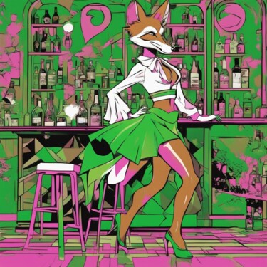 Цифровое искусство под названием "fox on the hunt in…" - Machnolga, Подлинное произведение искусства, Цифровая живопись