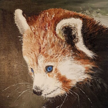 Painting titled "PANDA ROUX" by Claudine Lopez, Original Artwork, Acrylic