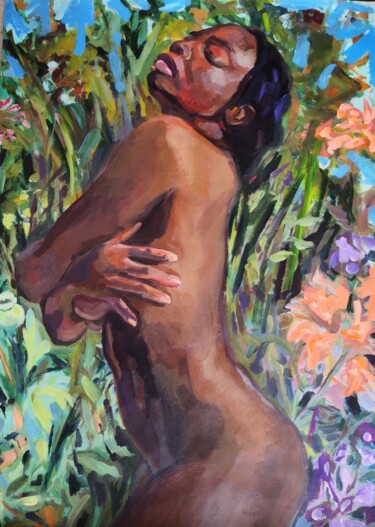 Embracing Myself 绘画 标题为“Embracing Myself” 由Anyck Alvarez Kerloch, 原创艺术品, 丙烯