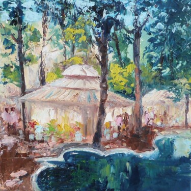 Painting titled "Kiosques de Belleco…" by Eve Hernandez, Original Artwork, Oil