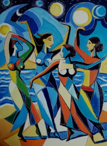 Painting titled "Dancing on the Beat…" by Agnieszka Szczepanikowa, Original Artwork, Oil