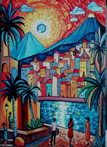 Painting titled "Sunday Afternoon" by Agnieszka Szczepanikowa, Original Artwork, Oil