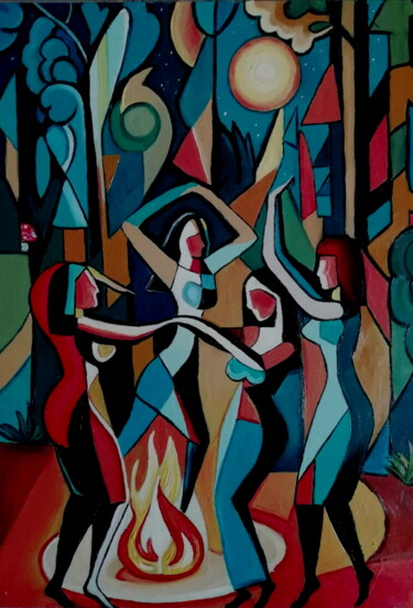 Painting titled "In the Forest" by Agnieszka Szczepanikowa, Original Artwork, Oil