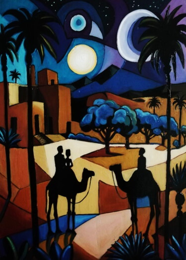 Painting titled "Sunday Night" by Agnieszka Szczepanikowa, Original Artwork, Oil