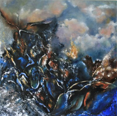 Peinture intitulée "Sous la lune" par Isabelle Paraskiova, Œuvre d'art originale, Huile Monté sur Châssis en bois