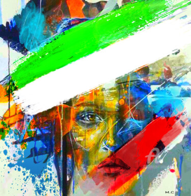 绘画 标题为“Le visage de l’Ital…” 由France Cordoba- Pacholski (Artmonica) (Artmonica), 原创艺术品, 油 安装在木质担架架上