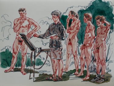 Interested viewers Drawing titled "Interested viewers" by Sergey Sovkov, Original Artwork, Conté