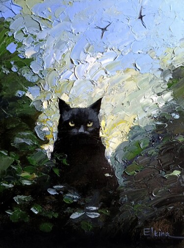 Peinture intitulée "Birdwatching" par Julia Elkina, Œuvre d'art originale, Huile