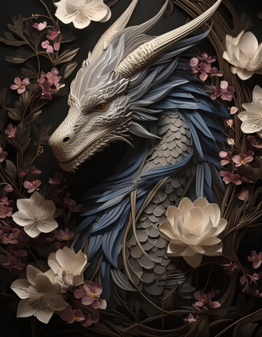 数字艺术 标题为“Drachenportrait” 由R.W.Born, 原创艺术品, AI生成的图像