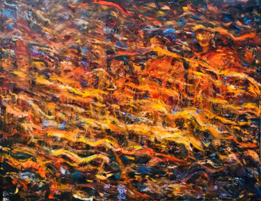 Painting titled "Moonless Night TWO" by Atthaporn Rosedis, Original Artwork, Acrylic Mounted on Wood Stretcher frame