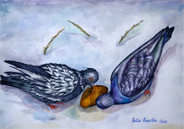 Winter Painting titled "Winter" by Yuliia Kovalska, Original Artwork, Watercolor