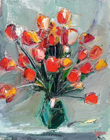 Peinture intitulée "Poppy's Palette" par Vlas Ayvazyan, Œuvre d'art originale, Huile Monté sur Châssis en bois