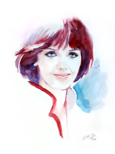 Peinture intitulée "Portrait d'Anny Dup…" par Paul Lebrun, Œuvre d'art originale, Aquarelle