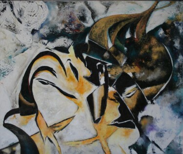 Peinture intitulée "Mongolie" par Isabelle Paraskiova, Œuvre d'art originale, Huile Monté sur Châssis en bois