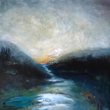 Peinture intitulée "Au loin , l'espoir" par Christine Morineau, Œuvre d'art originale, Huile