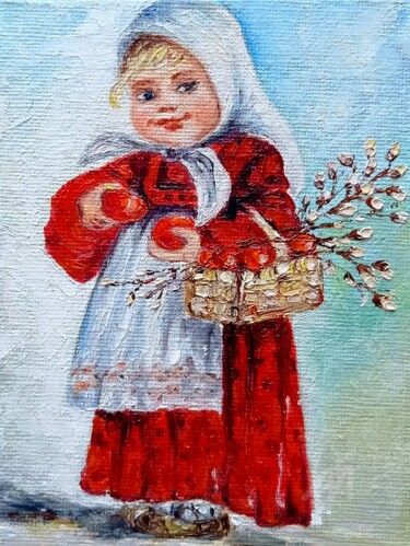 绘画 标题为“Girl with a basket” 由Tatiana Fox'Tena, 原创艺术品, 油