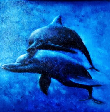 绘画 标题为“dolphin family” 由Svetlana Dushina, 原创艺术品, 油