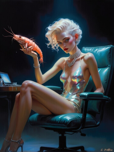 数字艺术 标题为“Shrimp in der Hand” 由Kathrin Mattheis, 原创艺术品, 数字油画