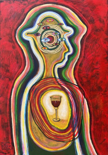Wine is in My Heart. Peinture intitulée "Wine is in My Heart." par Yuliya Pochynok (JJ Julia), Œuvre d'art originale, Acrylique Monté sur Châssis…