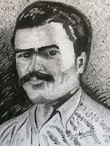 Dessin intitulée "GUY" par Charles Corbin, Œuvre d'art originale, Encre