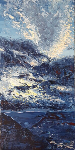 Coucher de soleil sur la Chartreuse Peinture intitulée "Coucher de soleil s…" par Emma Heffe, Œuvre d'art originale, Huile