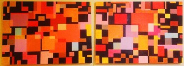 绘画 标题为“A moving squares” 由Hatemart, 原创艺术品, 油 安装在木质担架架上