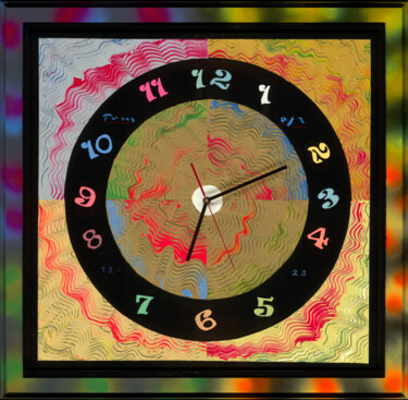 Painting titled "Golden Clock No. 2" by Tomasz, Original Artwork, Acrylic