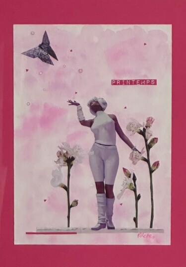 Collages intitulée "Printemps" par Pölette Coll’Art, Œuvre d'art originale, Acrylique