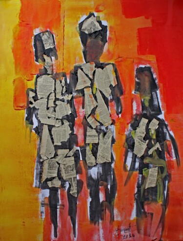 Peinture intitulée "PROMENADE EN FAMILLE" par Jacques Donneaud, Œuvre d'art originale, Acrylique Monté sur Châssis en bois