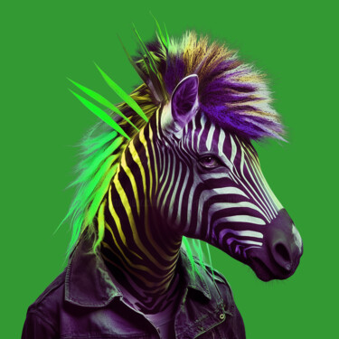 Digital Arts titled "Zebre punk-1bis" by Virginie Gérôme, Original Artwork, 2D Digital Work