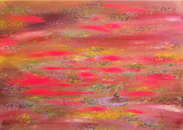 Swimmer in the Golden Ocean. 绘画 标题为“Swimmer in the Gold…” 由Yuliya Pochynok (JJ Julia), 原创艺术品, 丙烯 安装在木质担架架上