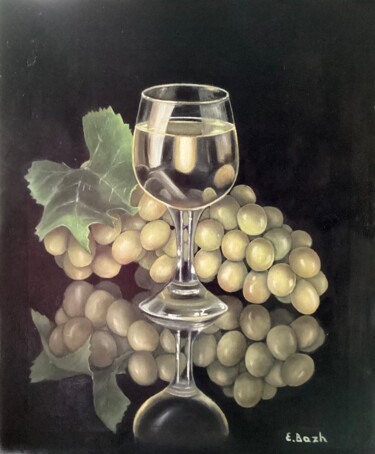 "Harmony in Bacchus" Embrace: Wine and Grapes Peinture intitulée ""Harmony in Bacchus…" par Eva Bazhenova, Œuvre d'art originale, Huile