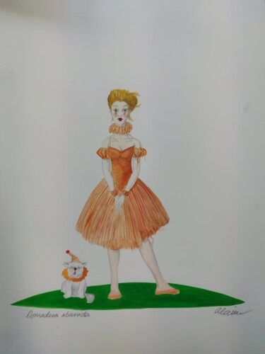 Painting titled "Domadora aburrida." by Alain Garcia De Navarrete, Original Artwork, Watercolor
