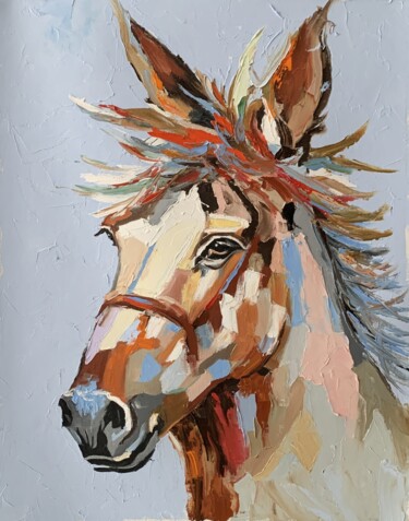 绘画 标题为“Horse.#2” 由Vita Schagen, 原创艺术品, 油 安装在木质担架架上