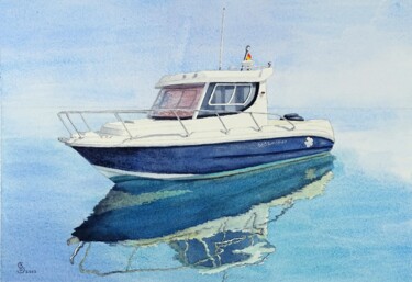 Peinture intitulée "MOUILLAGE HAUTE MER" par Richard Diego Sander, Œuvre d'art originale, Aquarelle