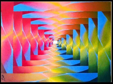 Painting titled "Light of hope in th…" by Hatemart, Original Artwork, Oil Mounted on Wood Stretcher frame