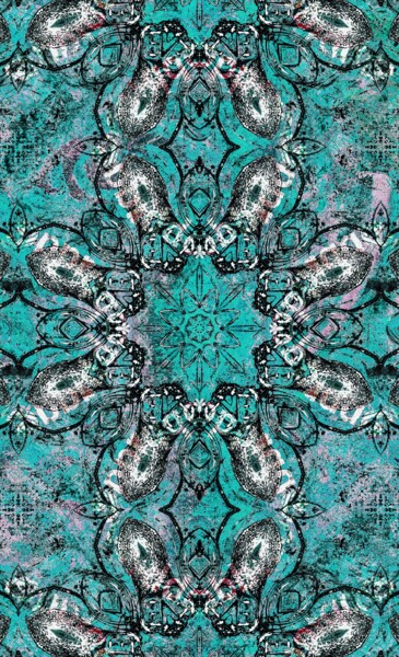 Grafika cyfrowa / sztuka generowana cyfrowo zatytułowany „ROSETTE CYAN” autorstwa Go.Rk.Art, Oryginalna praca, 2D praca cyfr…