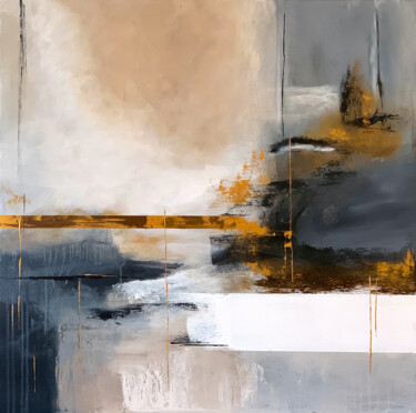 Twilight Melodies Beige and gray-blue hues Painting titled "Twilight Melodies B…" by Tatiana Malinovscaia, Original Artwork, Acrylic