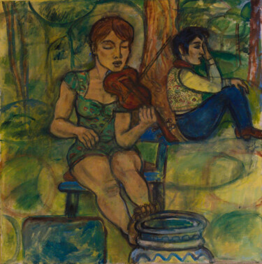 Emotion Musicale- Huile surToile Peinture intitulée "Emotion Musicale- H…" par Robert Gibson, Œuvre d'art originale, Huile Monté sur Châssis en bois